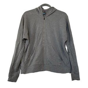 Icebreaker merino 100% wool cool-lite grey zip hoodie sweater neutral pocket S